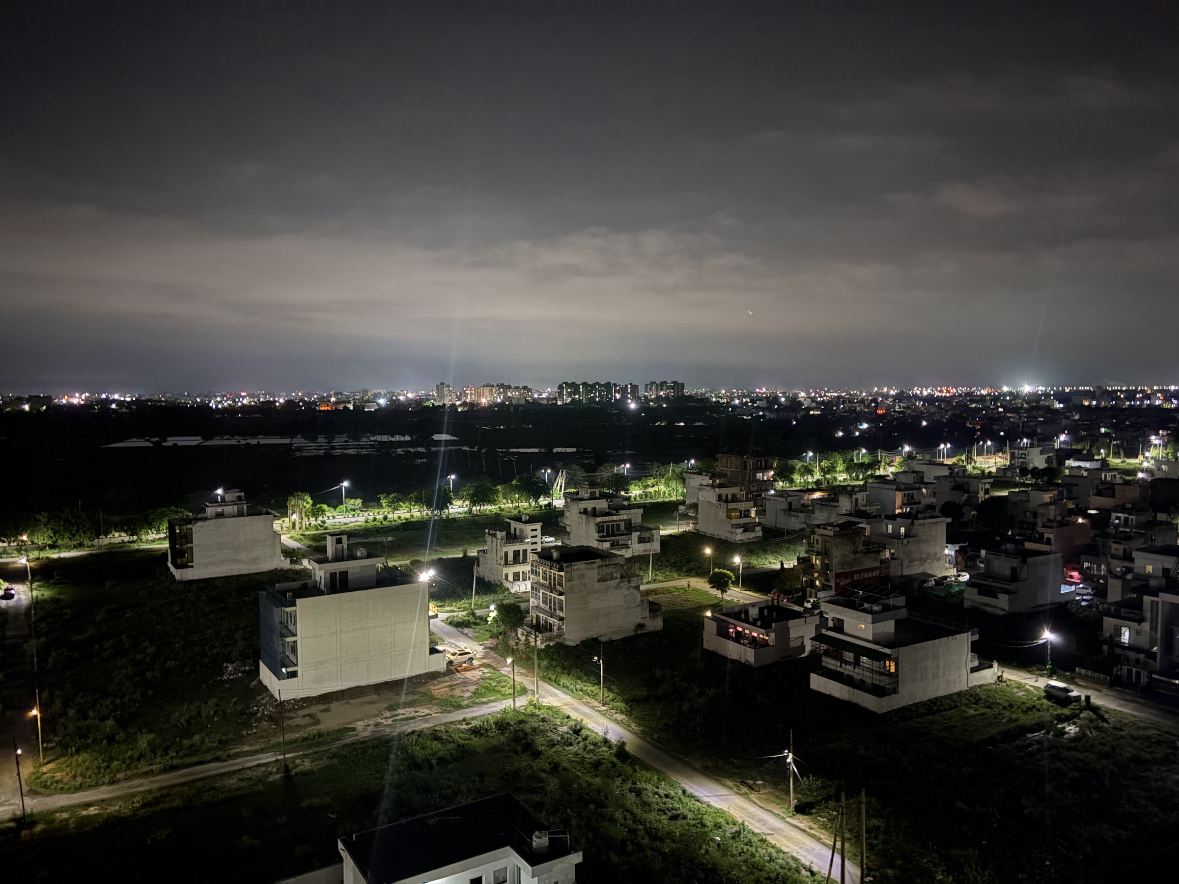 Night view of Sector 7, Sonipat from the top of Pargati Apartments